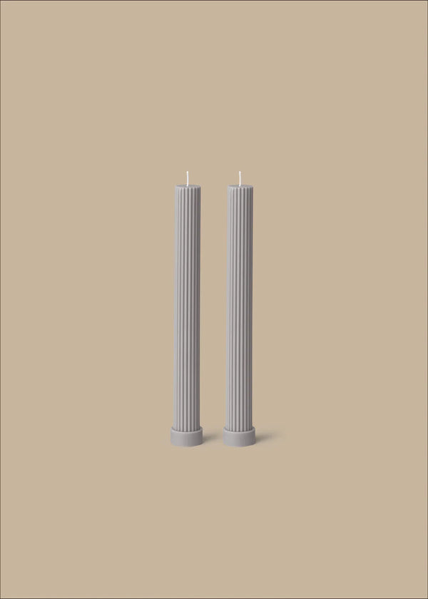 Column Pillar Candle (2 Pack) - Grey