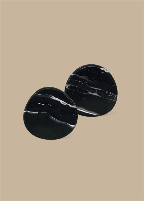 Stone Coaster Set - Black Silver