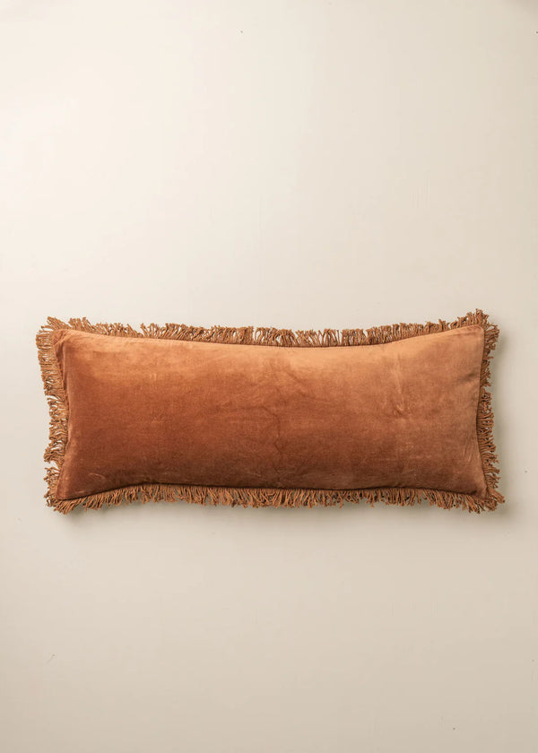Velvet Bolster Cushion - Terracotta
