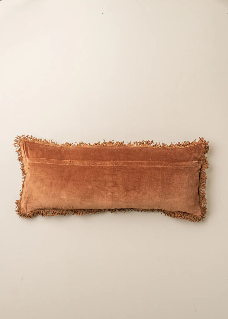 Velvet Bolster Cushion - Terracotta