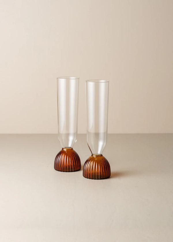 Kairos Champagne Flute (Set of 2)- Amber