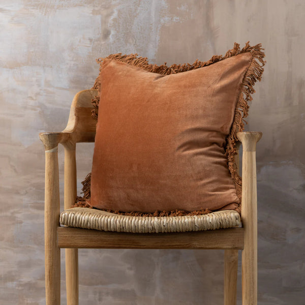 Velvet Square Cushion - Terracotta