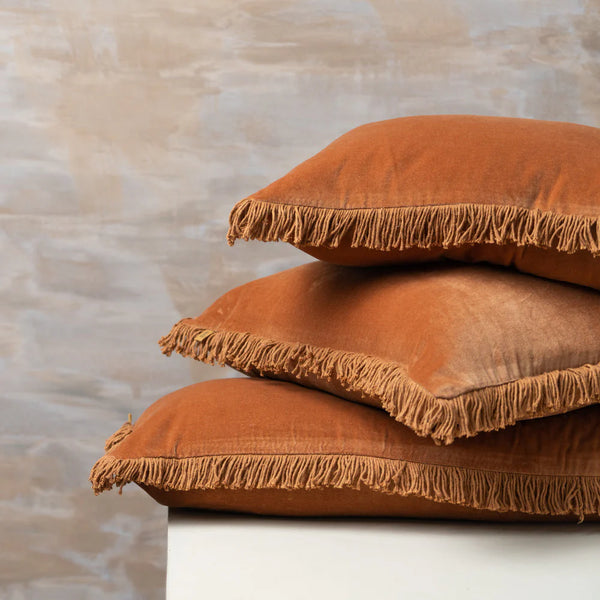 Velvet Square Cushion - Terracotta