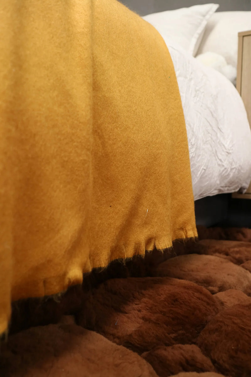 Classic Alpaca Large Throw - Mustard
