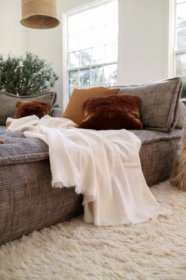 Classic Alpaca Large Throw - Cream