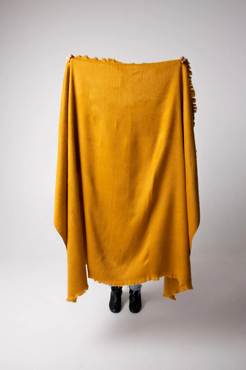 Classic Alpaca Large Throw - Mustard