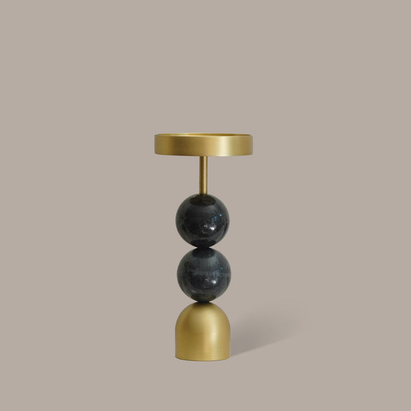 Fountain Brass Candle Holder - Large Charcoal Bead