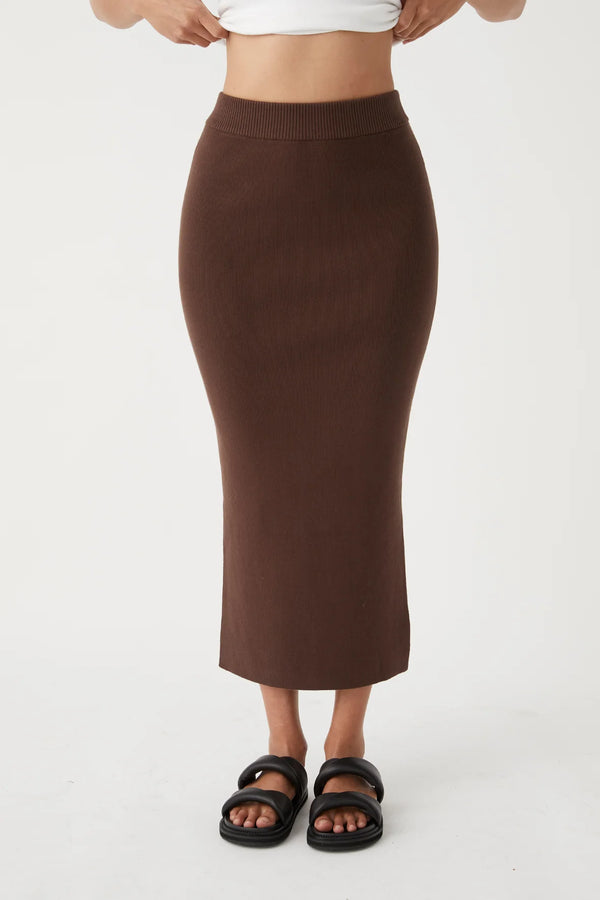 Arcaa Harper Organic Knit Skirt - Chocolate