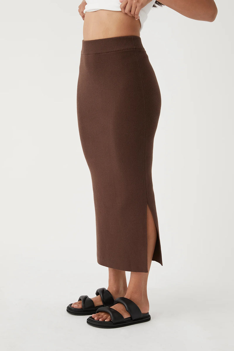 Arcaa Harper Organic Knit Skirt Chocolate Turn Melbourne